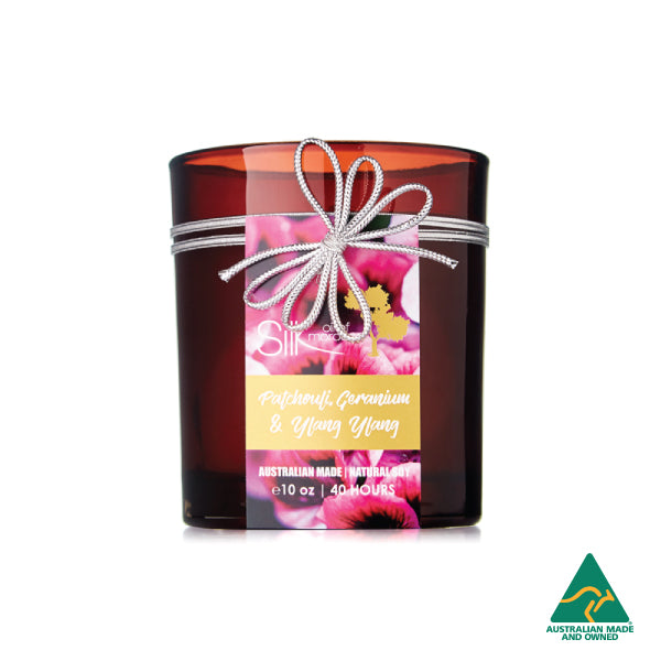 Patchouli, Geranium & Ylang Ylang - Amber Natural Soy Candle
