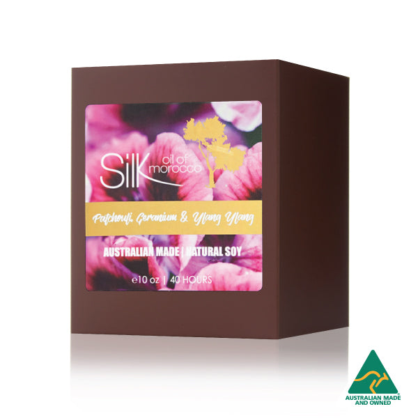 Patchouli, Geranium & Ylang Ylang - Amber Natural Soy Candle