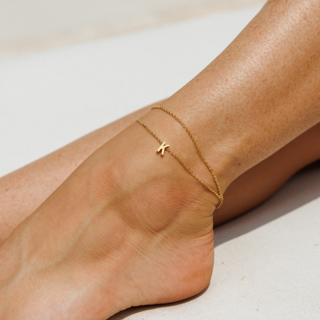 Gold Initial Anklet – Silk Oil of Morocco