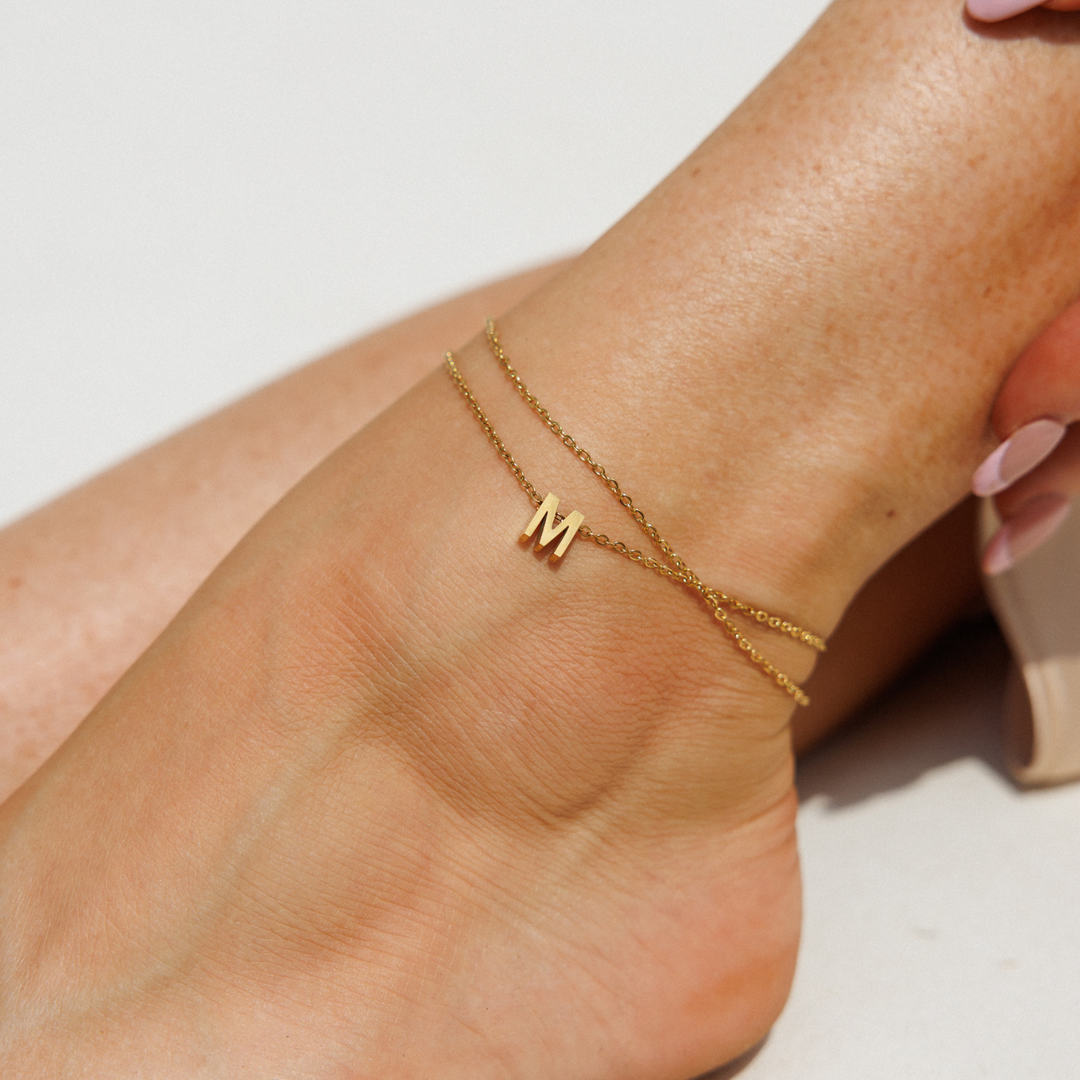 Gold Initial Anklet Silk Oil of Morocco