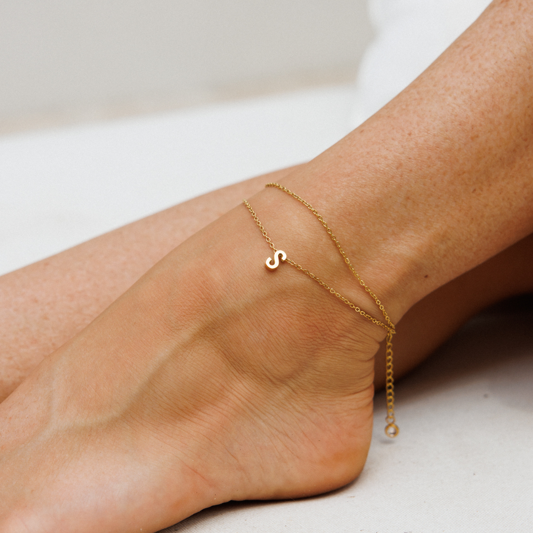 Gold Initial Anklet - Main Image