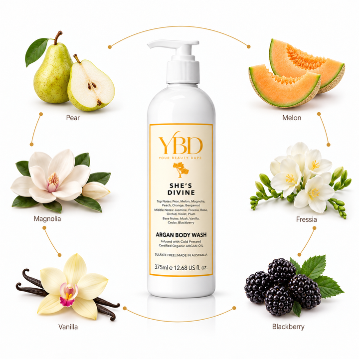 Your Beauty Dupe x Silk Oil of Morocco - She's Divine Argan Body Wash- Inspired by J'adore Dior