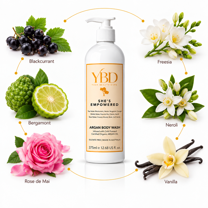 Your Beauty Dupe x Silk Oil of Morocco - She's Empowered - Inspired by Si Giorgio Armani Argan Body Wash