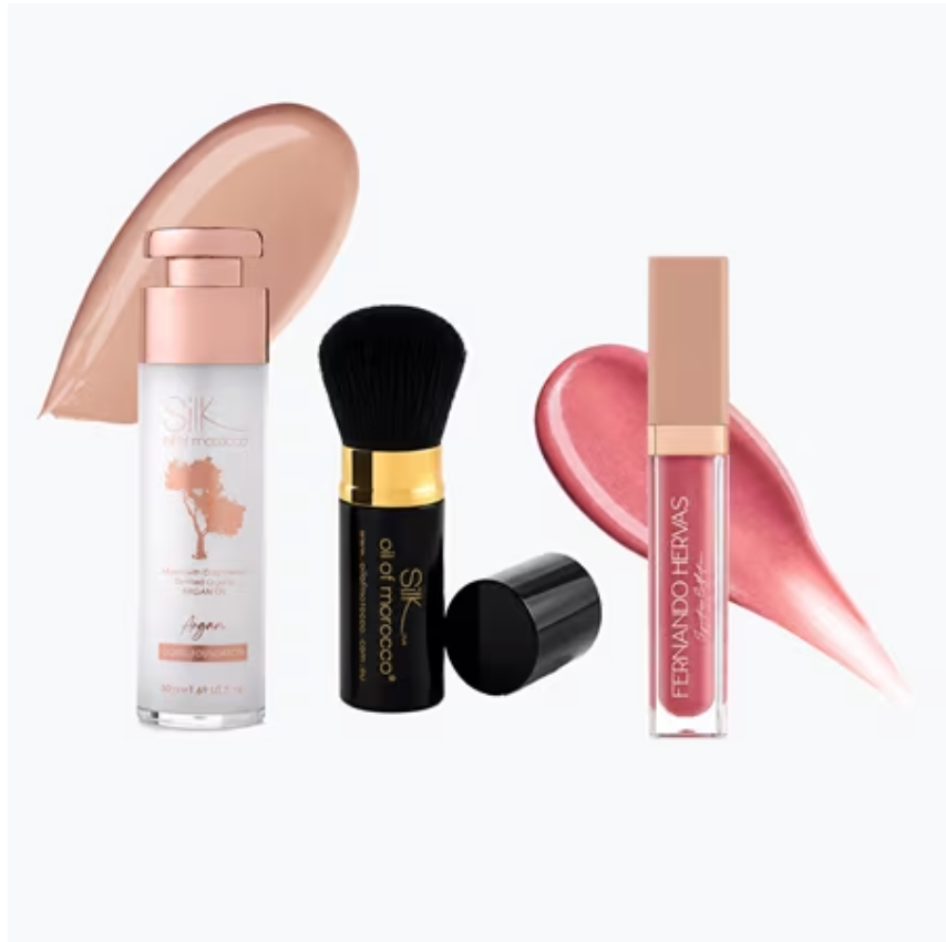 Liquid Foundation 50ml, Brush & Argan Lip Shine - TVSN 149349