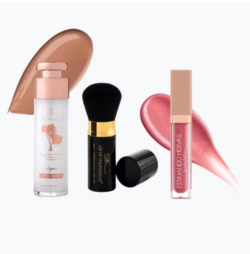 Liquid Foundation 50ml, Brush & Argan Lip Shine - TVSN 149349