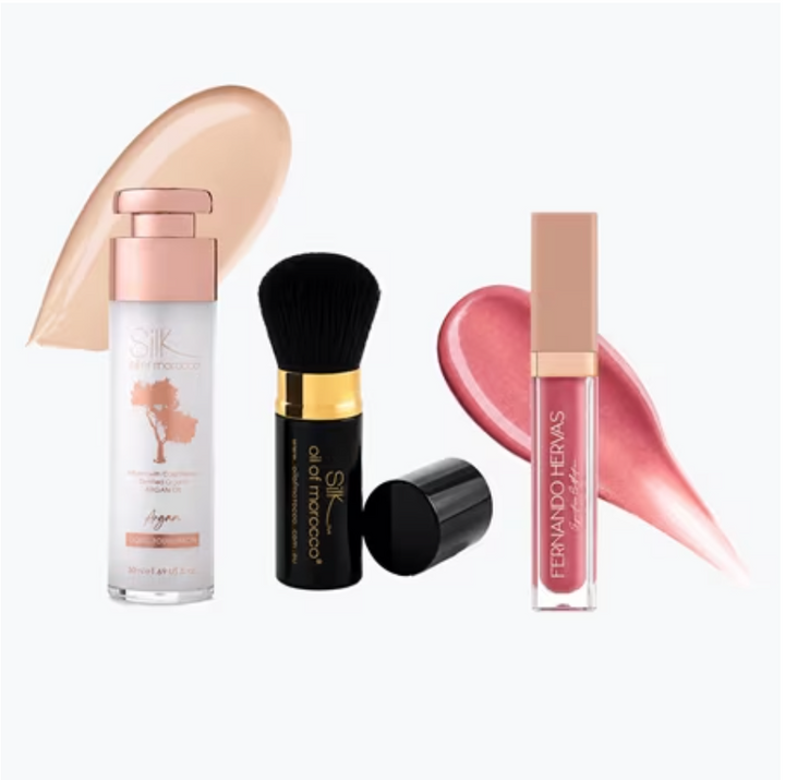 Liquid Foundation 50ml, Brush & Argan Lip Shine - TVSN 149349
