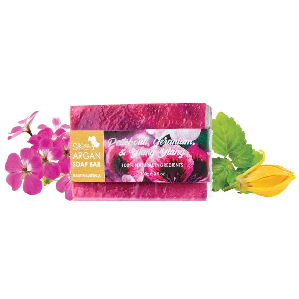 Patchouli, Geranium, Ylang Ylang Argan Soap Bar