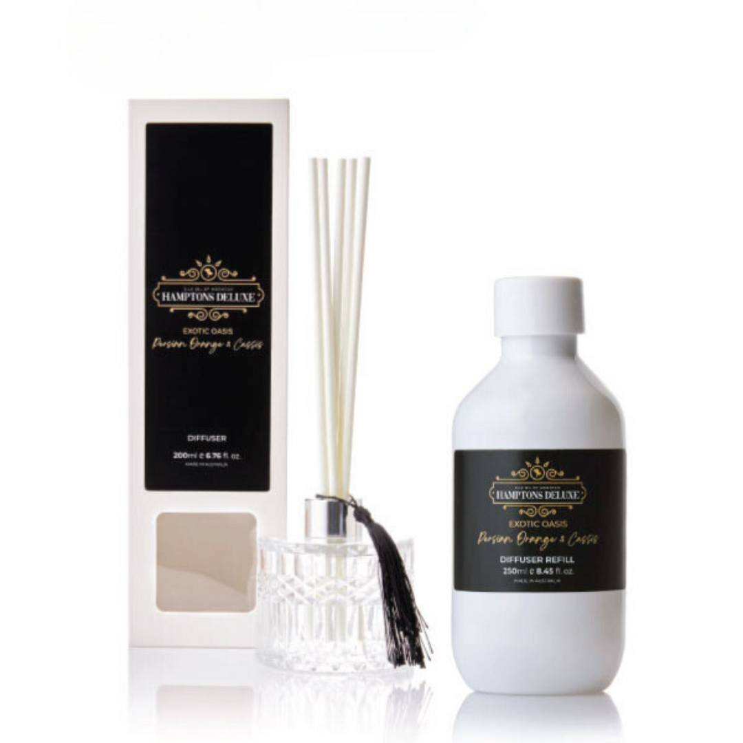 Reed Diffuser + 250ml Refill - Hamptons Deluxe - Exotic Oasis - Persian Orange and Cassis - Trade Value Pack