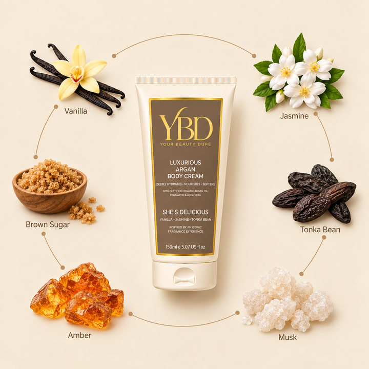 Your Beauty Dupe x Silk Oil of Morocco - The Indulgence Duo - She's Delicious - Inspired by Kayali Vanilla 28