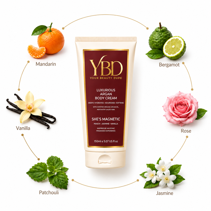 Your Beauty Dupe - She's Magnetic Argan Body Cream - Inspired by Baccarat Rouge 540 MFK