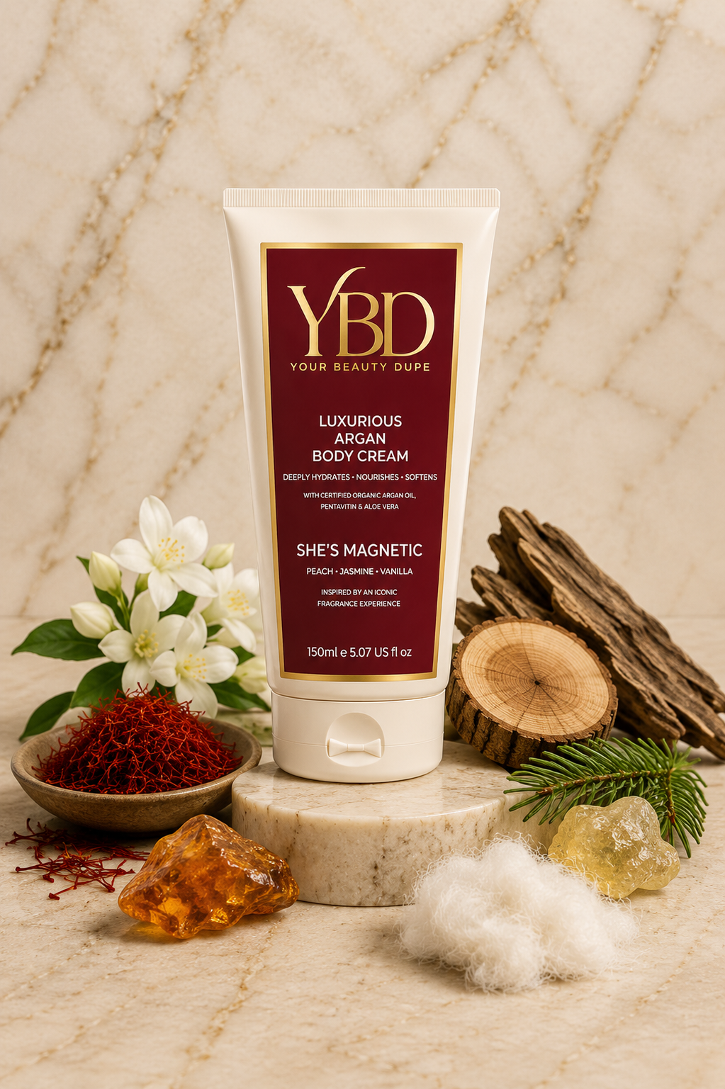 Your Beauty Dupe - She's Magnetic Argan Body Cream - Inspired by Baccarat Rouge 540 MFK