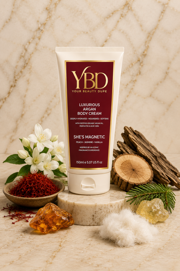 Your Beauty Dupe - She's Magnetic Argan Body Cream - Inspired by Baccarat Rouge 540 MFK