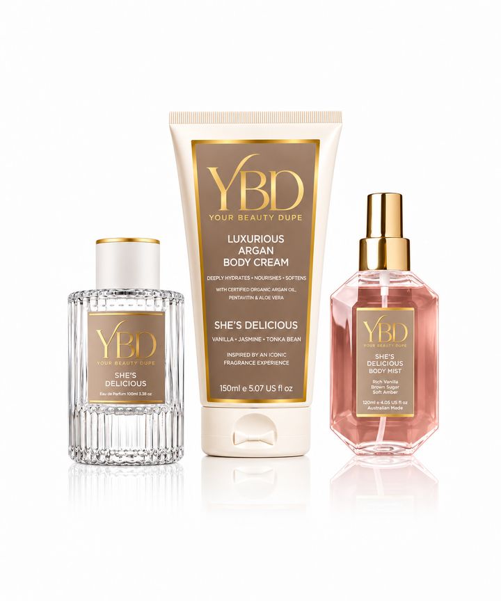 Your Beauty Dupe X Silk Oil of Morocco - The Layering Trio - She's Delicious Inspired by Kayali Vanilla 28