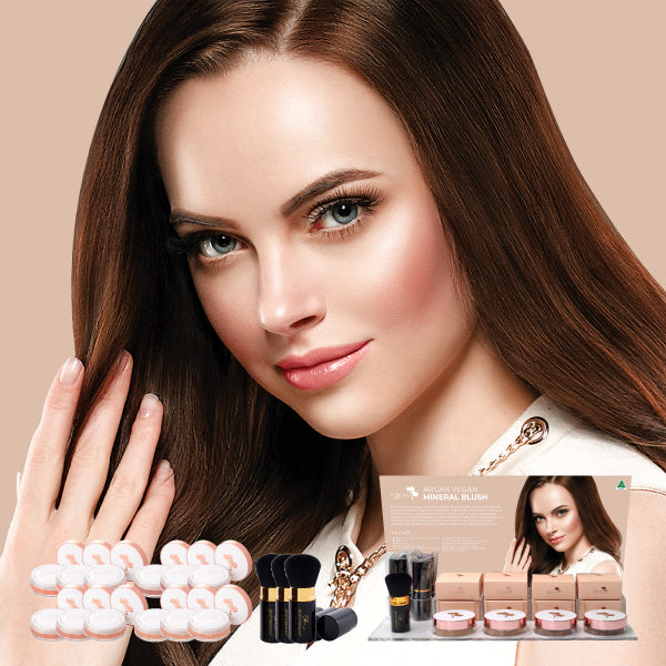 Argan Mineral Blush Trade Starter Pack complete with RETAIL STAND