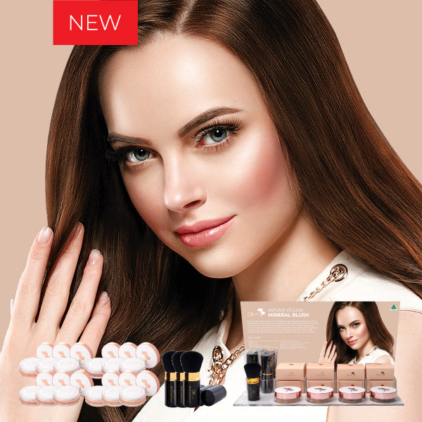 Argan Mineral Blush Trade Starter Pack complete with RETAIL STAND